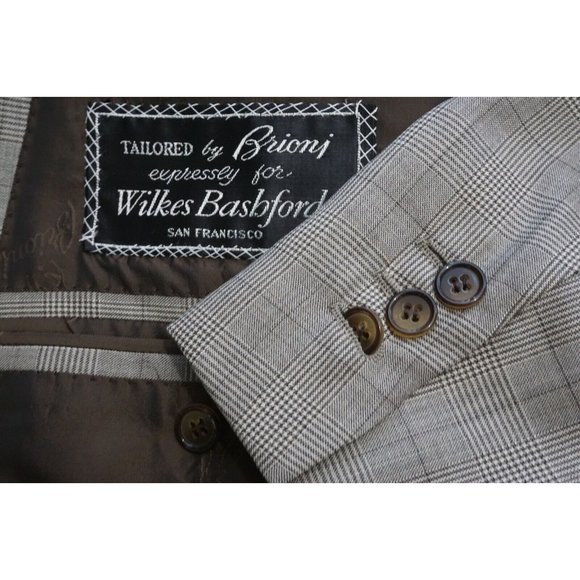 Brioni NM Nomenta Brown Plaid Silk Blend Sport Coat Jacket Sz 46R